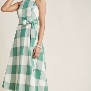 Anthropologie/Maeve Green Gingham Dress